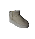 YAZKIŞ Kadın Deve Tüyü Krem İçi Yünlü Bilekten Kalın Taban Mini Bot