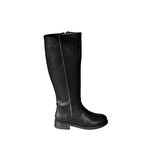 YAZKIŞ Kadın Siyah Cilt 38cm Bilek Boyu Yanı Taşlı Düz Taban Çizme