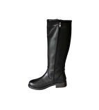 YAZKIŞ Kadın Siyah Cilt 38cm Bilek Boyu Yanı Taşlı Düz Taban Çizme