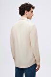Ds Damat Slim Fit Bej İtalyan Yaka Armürlü Gömlek 2HF02ORT3185 2HF02ORT3185