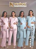 Nehirsel 2023 Mavi Hamile Lohusa 3 Lü Pijama Sabahlık Tk