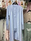 Nehirsel  3022 Mavi Hamile Lohusa 3 Lü Pijama Sabahlık Tk