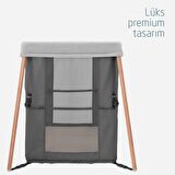 Maxi Cosi Iris 2 'si Bir Arada Anne Yanı Beşik ve Taşınabilir Çift Katlı Park Yatak Beyond Graphite Eco