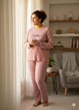 KADIN PEMBE EVERYTHİNG PİJAMA TAKIMI