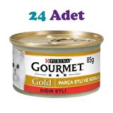 Gourmet Gold Parça Etli Soslu Sığır Etli Kedi Konservesi 85g (24 Adet)