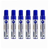 Mavi Permanent Markör Marker Kesik Uçlu Koli Kalemi Mavi 10 mm Mr-6010 6 Adet