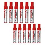 Kırmızı Permanent Markör Marker Kesik Uçlu Koli Kalemi Kırmızı 10 mm Mr-6010 12 Adet