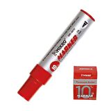 Kırmızı Permanent Markör Marker Kesik Uçlu Koli Kalemi Kırmızı 10 mm Mr-6010 12 Adet
