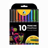Fineliner 10 lu İnce Uçlu Kalem Prime Ink 10 Renk 1 Paket