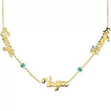 Üç İsim Nazar Boncuk Detaylı Altın Kolye