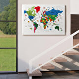 Harita Sepeti Türkçe Dünya Haritası Son Derece Ayrıntılı Eğitici ve Sembollü Kanvas Tablo 3228