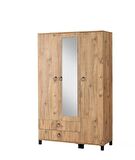 Buket Aynalı 3 Kapılı 2 Çekmeceli Gardırop Elbise Dolabı 120x46x189