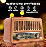 Nostaljik Radyo Telefon Standı'li Bluetooth Hoparlör Fm Radio Sd Kart Usb Girişli Şarjlı Speaker 