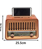 Nostaljik Radyo Telefon Standı'li Bluetooth Hoparlör Fm Radio Sd Kart Usb Girişli Şarjlı Speaker 