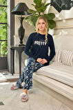 Aydoğan Kadın Ezgi Flexible PRETTY Lacivert Pijama Takım 0635