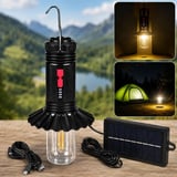 Solar Şarjlı Kamp Feneri Güçlü Işıklı 10W -Asılabilir 3 Farklı Mod Ayarı (Günışığı+Beyaz)