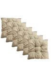 Dekoratif Pofidik Puf Sandalye Minderi Kare 35x35x7 Cm-krem(6 Adet)