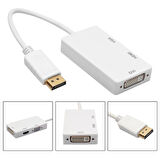 5056 Displayport To Hdmi Vga Dvi Çevirici Dönüştürücü Adaptor.
