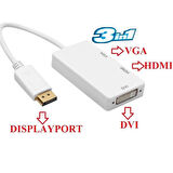 5056 Displayport To Hdmi Vga Dvi Çevirici Dönüştürücü Adaptor.