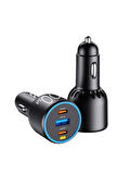 100W 3 Port Type-C + USB-A Araç Çakmaklık PD QC Hızlı Şarj Cihazı iPhone Samsung Xiaomi Uyumlu