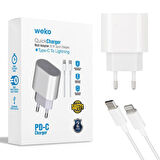 Weko Wk-21443 Pd-c 20 Watt Type-c Şarj Başlik Adaptörü + Type-c To Lightning Kablo (No:9)