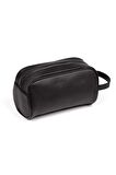 Siyah Deri Portföy El Çantası Seyahat Traş Kozmetik Clutch Çanta