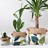 Naturelove Serisi Leaves 3lü Kumaş Organizer&Saksı Kılıfı Seti