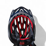 BİSİKLET KASKI YETİŞKİN VİZÖRLÜ LED İŞİKLİ KIRMIZI  GRAFİK BEDEN 58/61