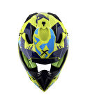 Axor X-Cross X1 Kask Neon Parlak Sarı Mavi