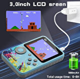 QASUL G5 500 Klasik Oyun Çok Oyunculu Joystick 3.0 inç Ekran Gamepad 1020 MAH Şarj Edilebilir Pil Hediye
