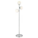 Zambak 3 Lü Krom Beyaz Camlı Modern Dekoratif Tasarım Metal Lambader