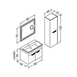 MARİA 80 CM BANYO DOLABI LED MERCEK AYNALI ANTRASİT - BOY DOLAP DAHİL