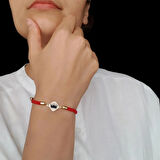 Örgülü Eşkenar Dörtgen Motifli Bayanlara 14 Ayar Altın Plakalı Taç Bilekliği-326sembol-kırmızı