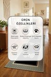 Bbe-ups Yıkanabilir Kaymaz Taban Dijital Baskılı Yolluk Halı Siyah