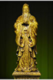 Özel Tasarım Çinli Filozof Konfüçyüs Confucius Gold Altın Bronz Heykel Biblo
