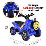 Uj Toys Müzikli ve Led Işıklı Akülü Atv 6V Buddy-Mavi