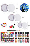 Funny Kids Akrilik Boya 20ml 12li Set Pamuk 240 G Daire Tuval 3 Boya Set