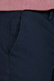 Erkek Lacivert Slim Fit Dar Kesim Pamuklu Esnek Rahat Armürlü Pantolon