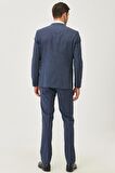 Erkek Lacivert Slim Fit Dar Kesim Desenli Takım Elbise