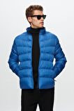 Slim Fit Mavi Rüzgar Geçirmez Elyaf Dolgulu Mont 1HF07ORT01940
