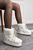 Günlük Kadın Kar Botu Kürklü Bağcıklı Anne Kız Rahat Astarlı Kalın Taban 327