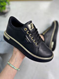 Günlük Kadın Spor Ayakkabı Ppada Model Gold Detaylı Bağcık Hafif Kalın Ortopedik Taban Sneaker 327
