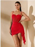 Fastieshop Özel Şık Tasarım Kırmızı Korse Görünümlü Mini Club Elbisesi