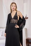 Fastieshop Göğüs ve Sırt Dekolteli Dantelli Sabahlık Takımı