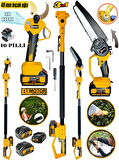 Wacker Pro W-4080 Dijital Budama Makası 40 MM + Otomatik Yağ Pompalı Zincirli Testere 3.2 Mt Teleskopik 2 Akülü