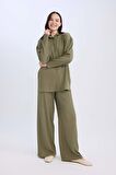DeFacto Bürümcük Pantolon Straight Fit Beli Lastikli Basic Düz Geniş Bol Paça D7522AX24AUKH82