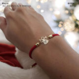 Mayıs Ayı Doğumlarına 14 Ayar Altın Plakalı Örgülü Mevlana Motifli Hediye Bileklik-328ay-kırmızı