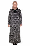 Hesna Kadın Minel Battal Beden Kuplu Boydan Siyah Elbise Desen 29