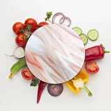 Decovetro Cam Kesme Tahtası Yuvarlak Kırmızı Mermer Desenli 30x30 Cm