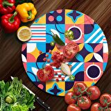 Decovetro Cam Kesme Tahtası Yuvarlak Karma Çizgi Desenli 30x30 Cm